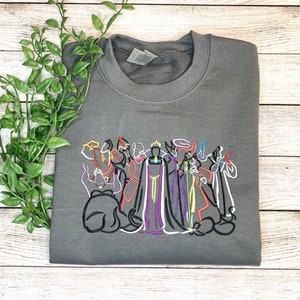 Evil Villain Sketch Embroidered Crewneck Sweater