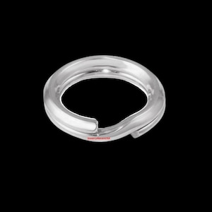 May include: A silver jump ring, a type of jewelry finding used for connecting chains, cords, or other jewelry components.