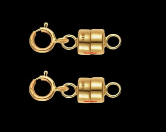 2 pieces 14k Magnetic Clasp Converter Extender Yellow Solid Gold 4.5mm Spring Ring for Necklace & Bracelet FREE SHIPPING USA based
