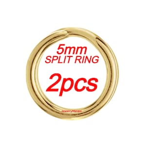 May include: Two gold 5mm split rings. The rings are made of metal and are a popular jewelry making supply.