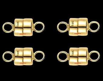 4 pieces 14k MAGNETIC Clasp Converter Extender Yellow Solid Gold 4.5mm for Necklace & Bracelet FREE SHIPPING