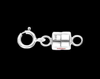 14k Magnetic Clasp Converter Extender White Solid Gold 4.5mm Spring Ring for Necklace & Bracelet FREE SHIPPING Bulk Discounts USA