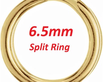 14k 6.5mm Solid Yellow Gold Round Split Jump Ring Key Chain Keychain Ring Necklace Bracelet Charm FREE SHIPPING Bulk Discounts USA Based
