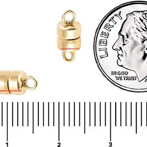 JewelryMaven 4.5mm 14k Solid White Gold Magnetic Clasp – Tiny Converter Extender, Rhodium Plated, USA