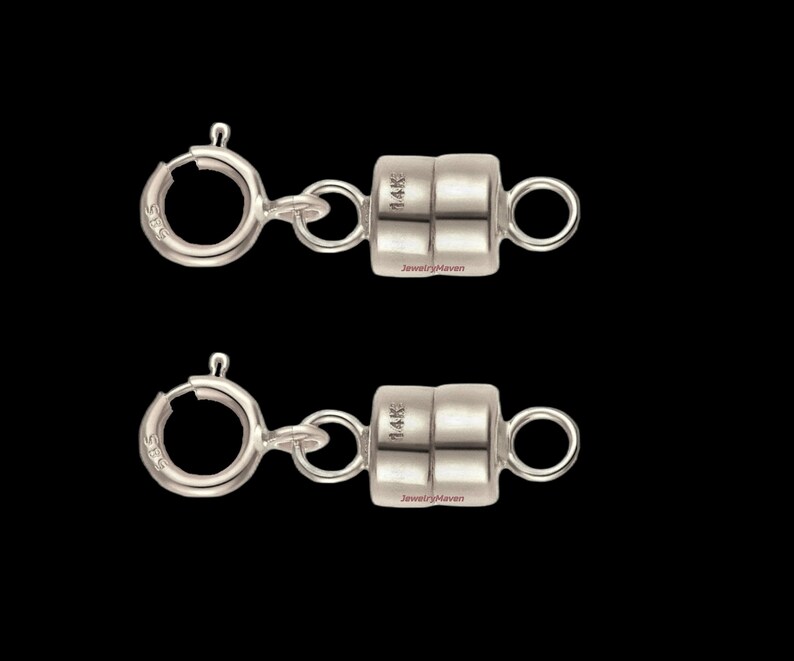 2 Pieces 14k Clasp Converter Extender White Solid Gold 4.5mm