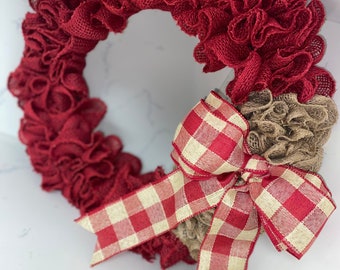 Rustic Red Wreath | Plain Red Burlap Wreath | Burlap Wreath | Farmhouse Wreath | Basic Wreath | Wreath