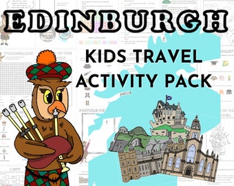 Travel Themed Kids' Activity Packs | Edinburgh Edition | Printable