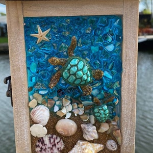 Preorder -12” Green Sea turtle coastal beach ocean lantern decor