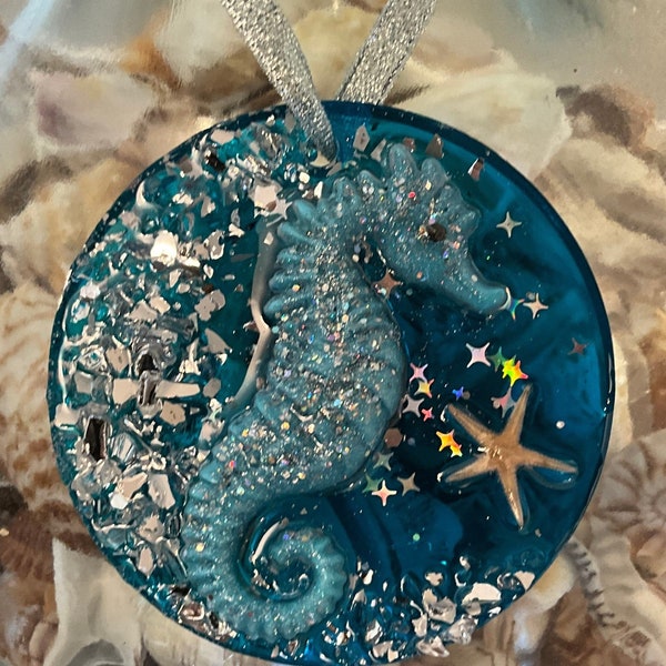 Ornement de décoration de plage d'hippocampes sur la côte de l'océan, Cadeaux de mariage sur la plage, Ornements de Noël Sealife, Ornements de plage