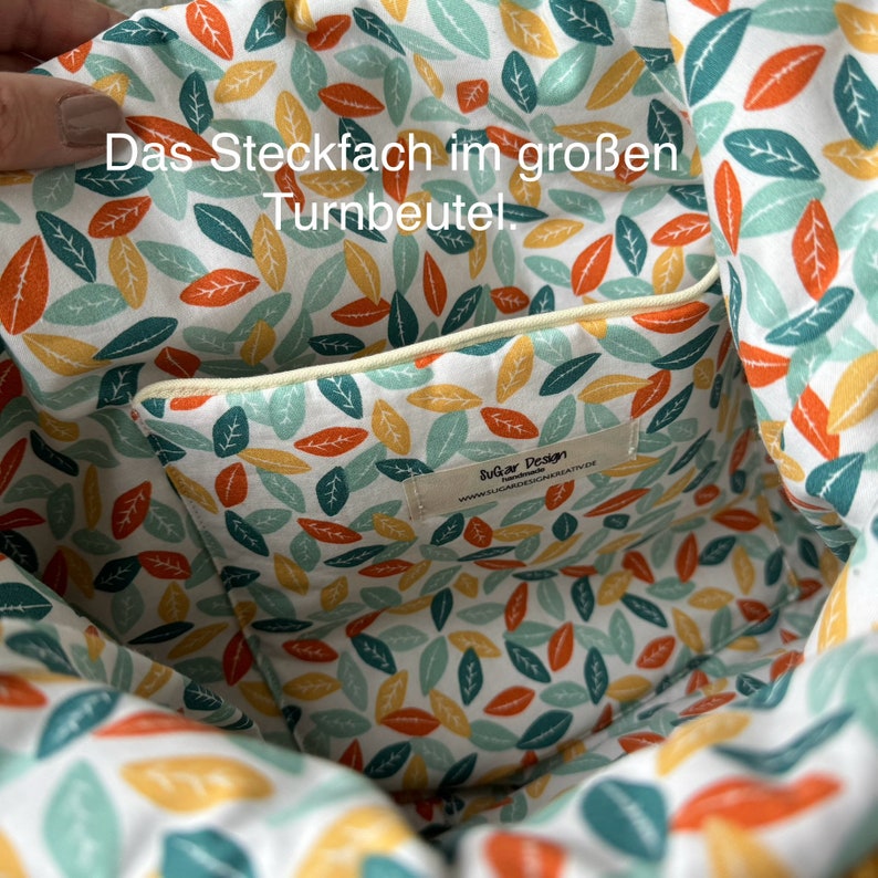 schwarzer Breitcord Turnbeutel in zwei Größen, Kordrucksack, praktischer Rucksack mit Innenfächern Bild 9