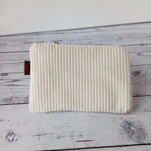 Mini Börse, Münztasche, kleines Etui, Cord Täschchen wollweiß/weiß