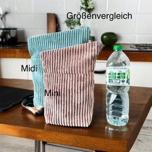 Crossbodybag in Türkis, aus flauschigem Breitcord, in zwei verschiedenen Größen Bild 4