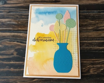 Farewell card for colleagues, farewell, handmade card