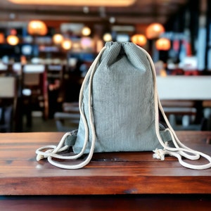 Corduroy gym bag, in jademint, two sizes, corduroy backpack lightmint