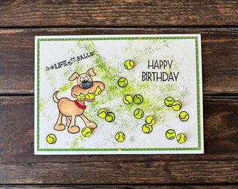 Birthday card handmade with dog, card for dog fans