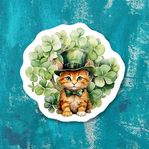 Lucky Kitten vinyl sticker St. Patrick&#39;s Day stickers