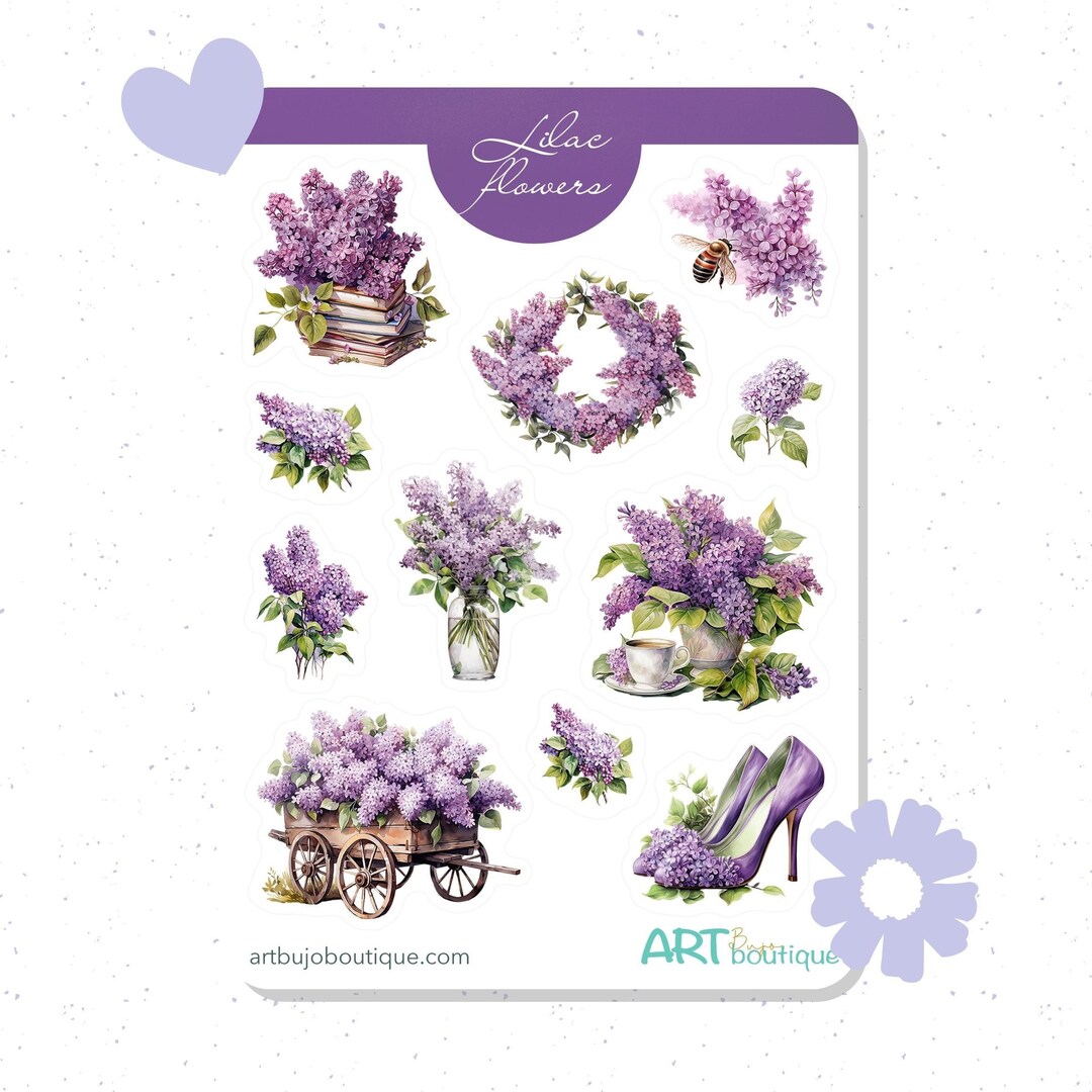 Sticker Note Lilac Lilac Flowers Sticker Sheet for Spring Journals and Scrapbooking - Etsy