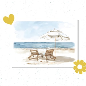 Illustrierte Karte mit Strandtagen - Summer Seaside Greeting mit Surf Vibes