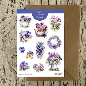 Adesivi con fiori di viola del pensiero Adesivi per pianificatore estivo