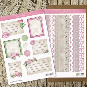 Plannerstickers roze pioen Bujo-stickers Functionele stickers Washi-strepenset