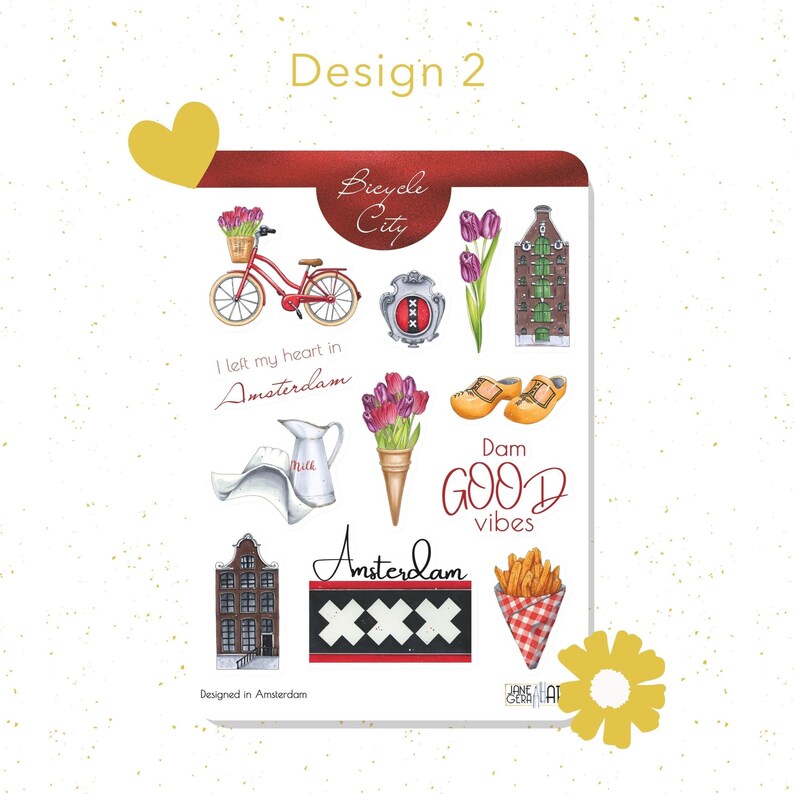 Amsterdam planner stickers Bujo stickers Travel book sticker sheet image 3