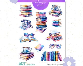Reading Stickers for Journals Dreamy Books Rainbow Sticker Sheet for Planners