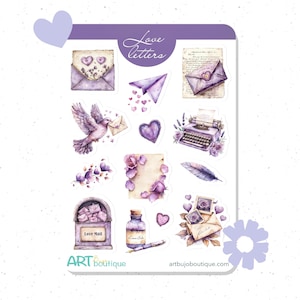 Love Letters bujo stickers Valentine&#39;s Day sticker sheet