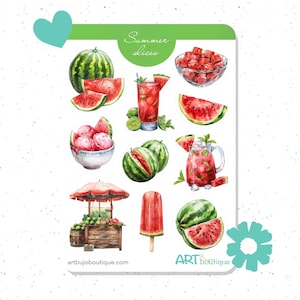 Foglio di adesivi Summer Slices - Adesivi a tema anguria per planner