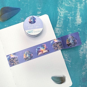 Magic Library Washi Tape 30mm – Book Lover Tape for Journals, Scrapbooking, Reading & Planner Decor