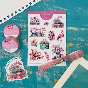 Tropical Escape Planer Dekoratives Set Dschungel Aufkleber, Washi & Vinyl für Sommer Planer