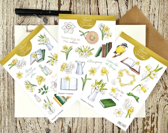 Daffodils flower planner stickers Bujo stickers Floral planner sticker sheet