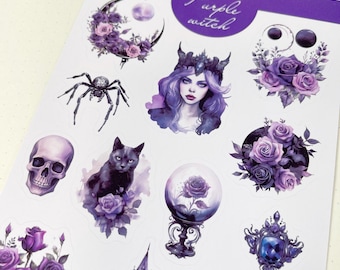 Lila Hexe Planer Sticker: Halloween Scrapbooking Sticker