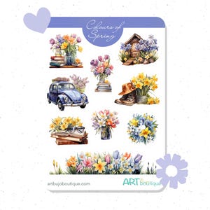 Foglio di adesivi floreali primaverili – Bellissimi adesivi botanici per planner e bullet journal