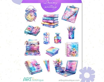 Writing Planner Stickers Rainbow Books Stickers for Journals and Planners