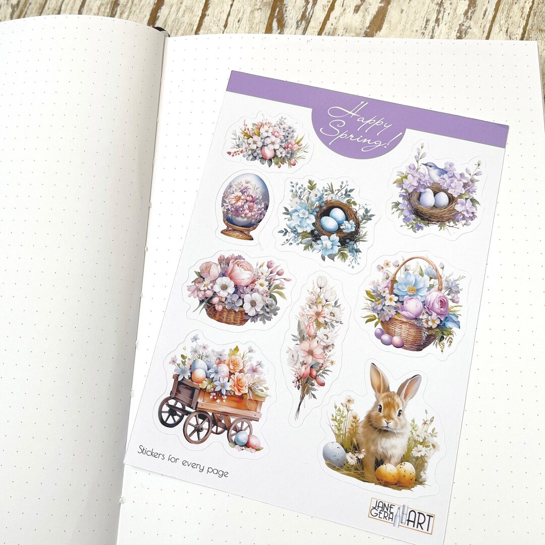 Happy Spring Bujo Stickers Floral Sticker Sheet - Etsy