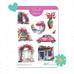 Stickers pour agenda Greek Essence Feuille d'autocollants de voyage bujo