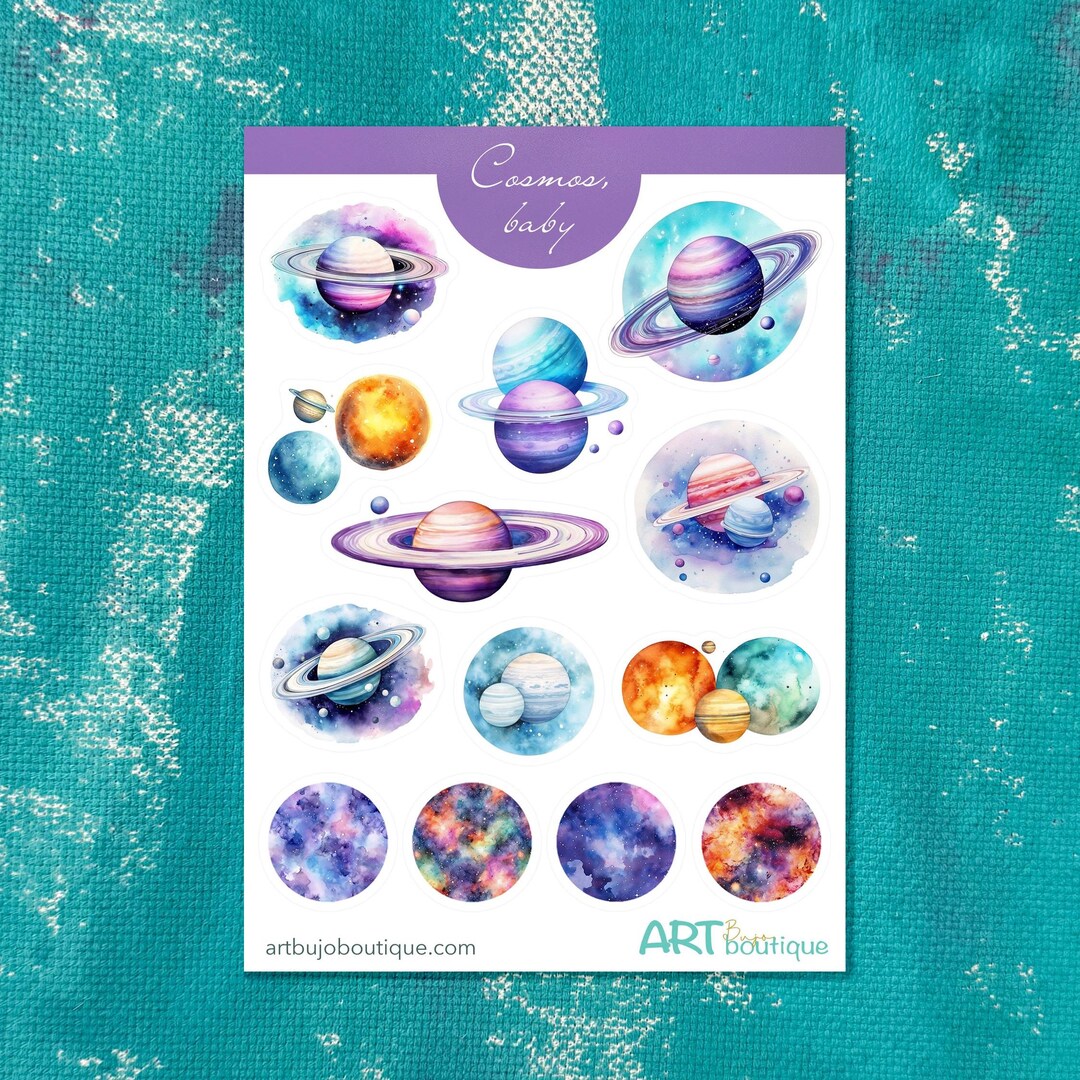 Planets and Galaxies Sticker Sheet Space Stickers for Journals ...