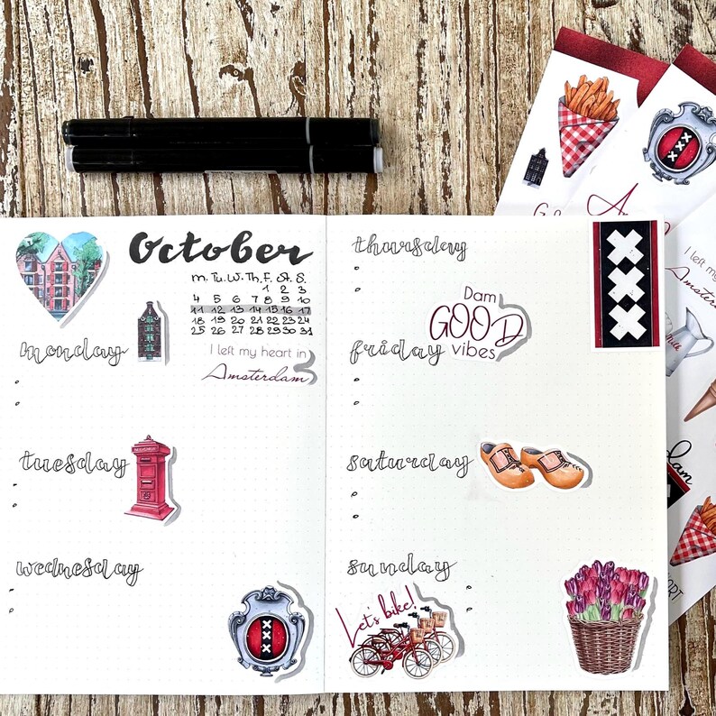 Amsterdam planner stickers Bujo stickers Travel book sticker sheet image 7
