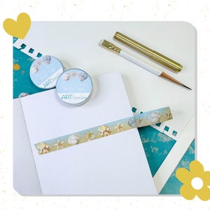 Cinta washi de conchas marinas Coastal Bliss: temática playera para planificadores y manualidades