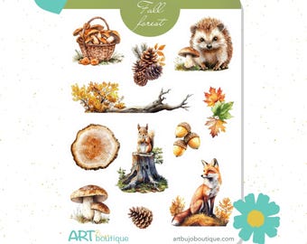 Fall Forest sticker sheet Autumn planner stickers