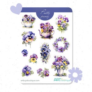 Hübsche Stiefmütterchen-Aufkleber für Journals & Planer