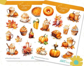 Pumpkin Latte bujo stickers Fall planner sticker set