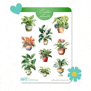 Adesivos de plantas exóticas – Adesivos estéticos de plantas tropicais para planejadores e diários