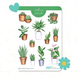 Zimmer Pflanzen Sticker Bogen für Planer & Tagebücher