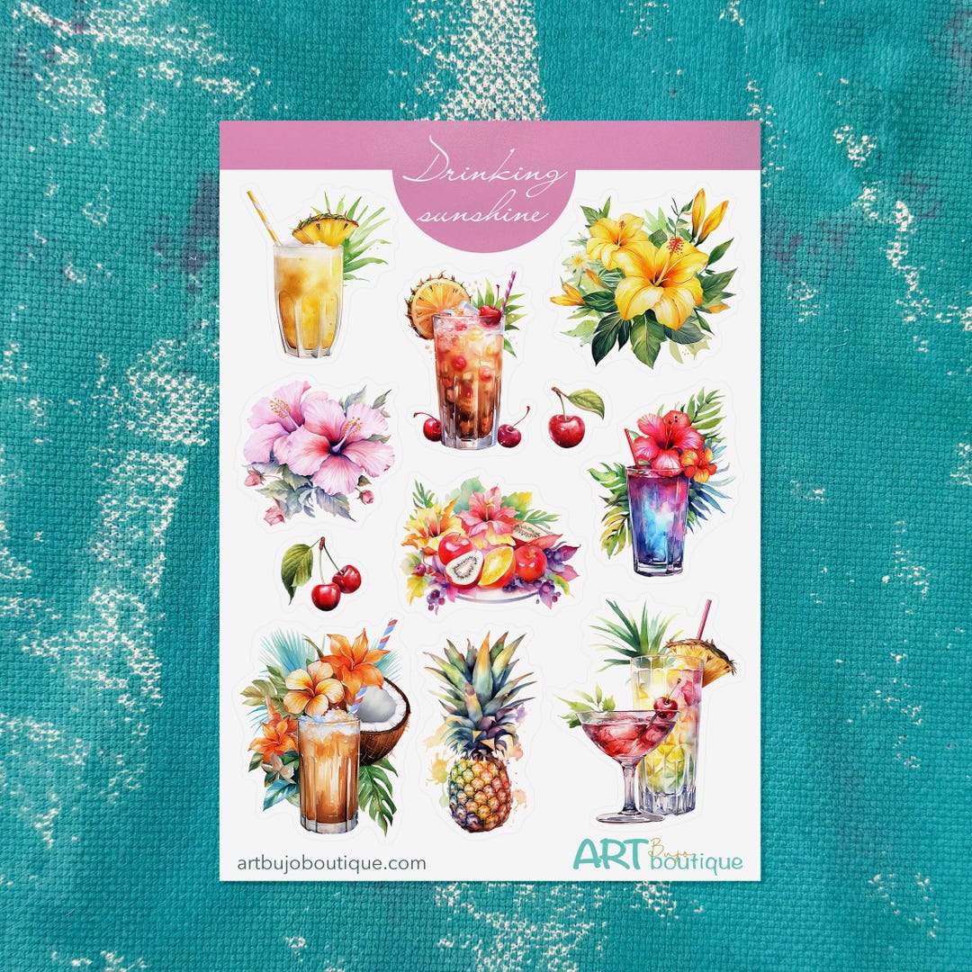 Sommer Sticker Tropical Drinks Stickers Summer Sticker for Planner and Journaling - Etsy