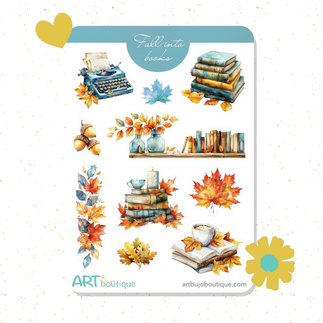 Fall Into Books Sticker Sheet Autumn Planner Stickers - Etsy