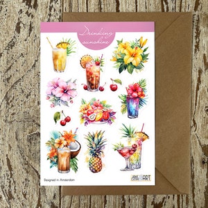 Pegatinas de bebidas tropicales Pegatina de verano para planificador y diario