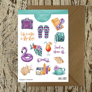 Stickers pour agenda de vacances tropicales Stickers Bujo Planche d'autocollants de voyage 1