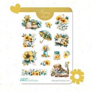 Feuille d'autocollants Sunny Days – Stickers estivaux décoratifs pour agendas et journaux
