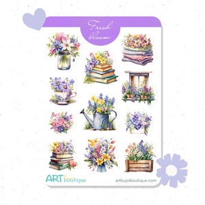 Stickers floraux, Stickers pour agenda printanier, Stickers esthétiques pastel, Stickers scrapbooking, Stickers Bullet Journal, Stickers mignons